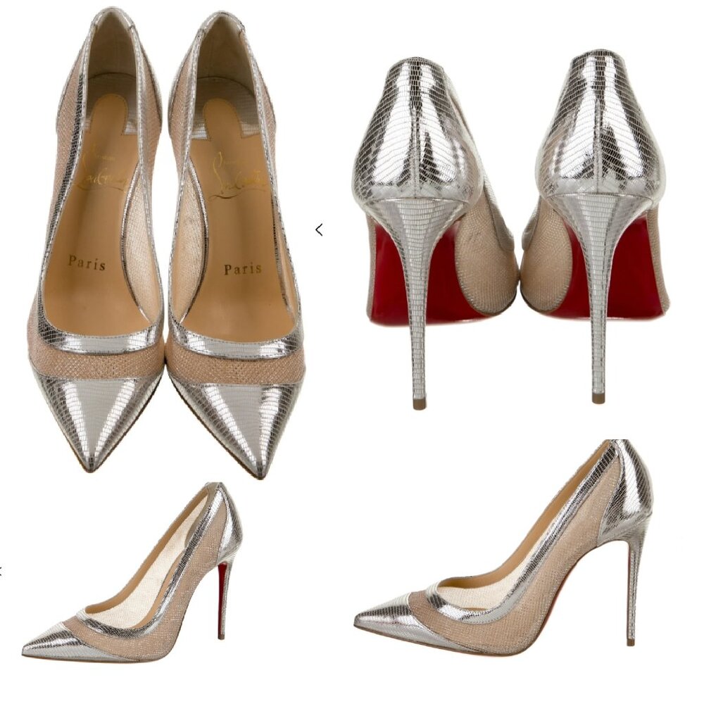 Authentic Christian Louboutin Metallic Silver Heels
